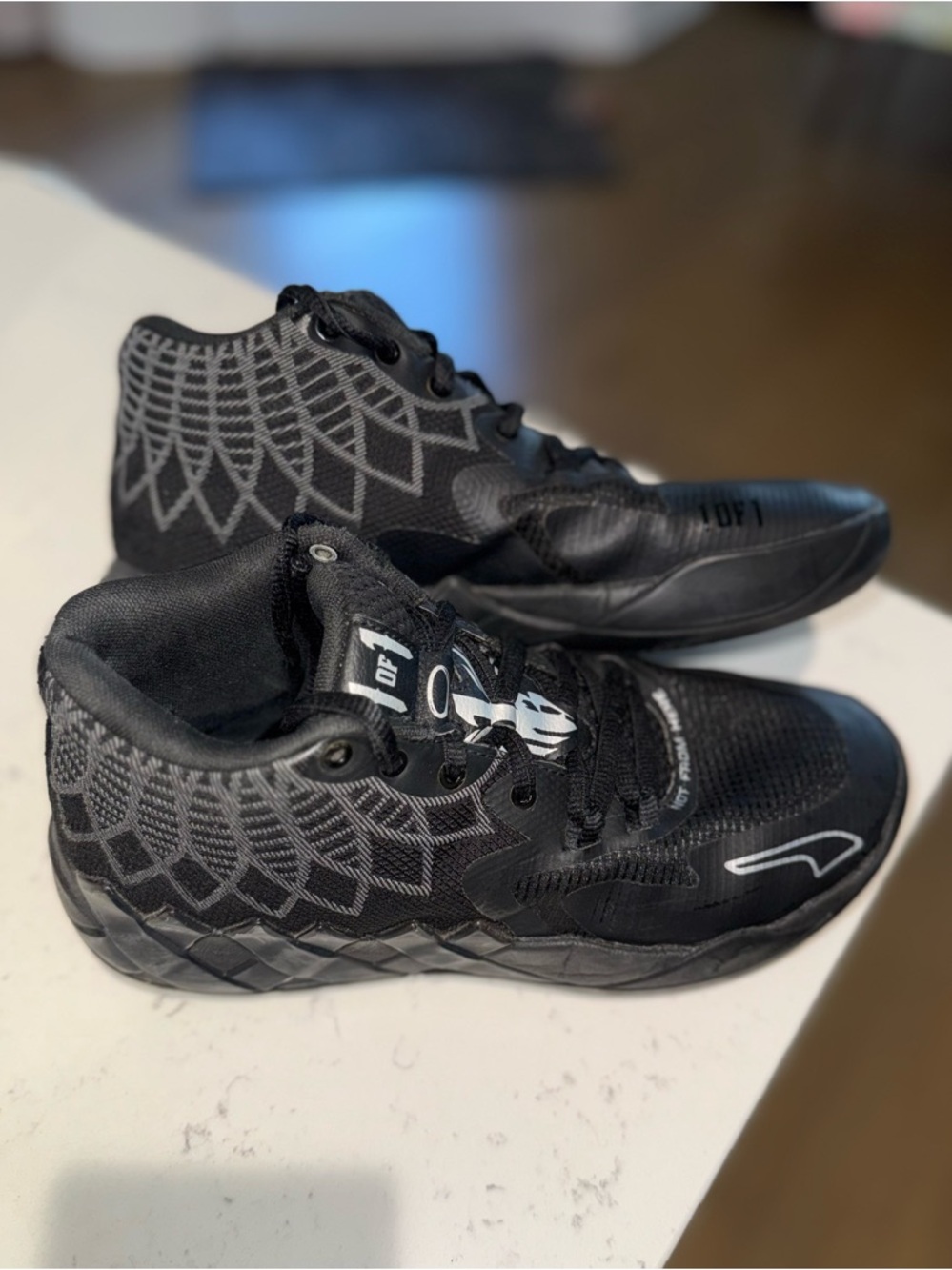 LaMelo X Puma Black Sneakers with Gray Wing Detail